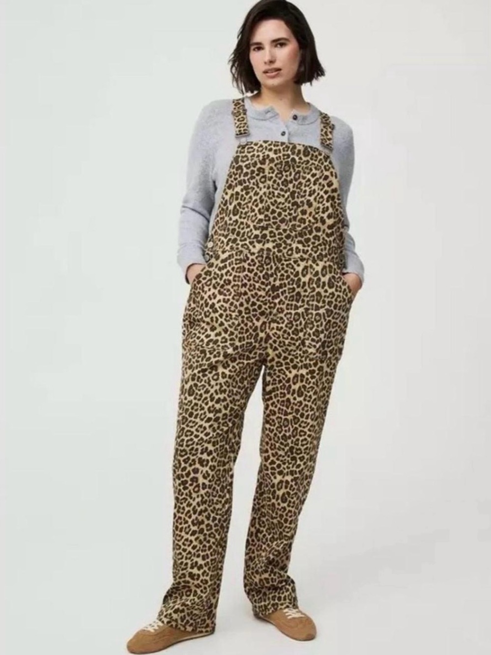 torrid Leopard Print Overalls Jumpsuit - Beige and Black 16S